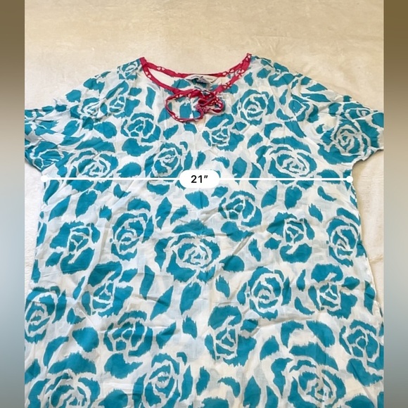 Nomadic Traders Blue White Floral Beach Cover Up Tunic Top Resortwear L - Picture 5 of 11